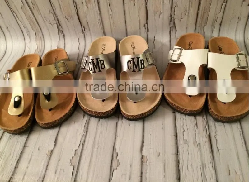 Monogrammed Sandals Personalized T Strap Shoes Womens Birkenstock Style
