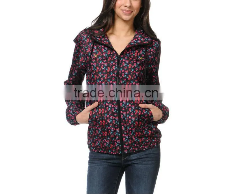 Hot sale new style women printed windbreaker jacket