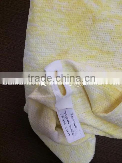 Cotton / polyester stitch bonded nonwoven yellow color cotton floor cloth with eyelet
