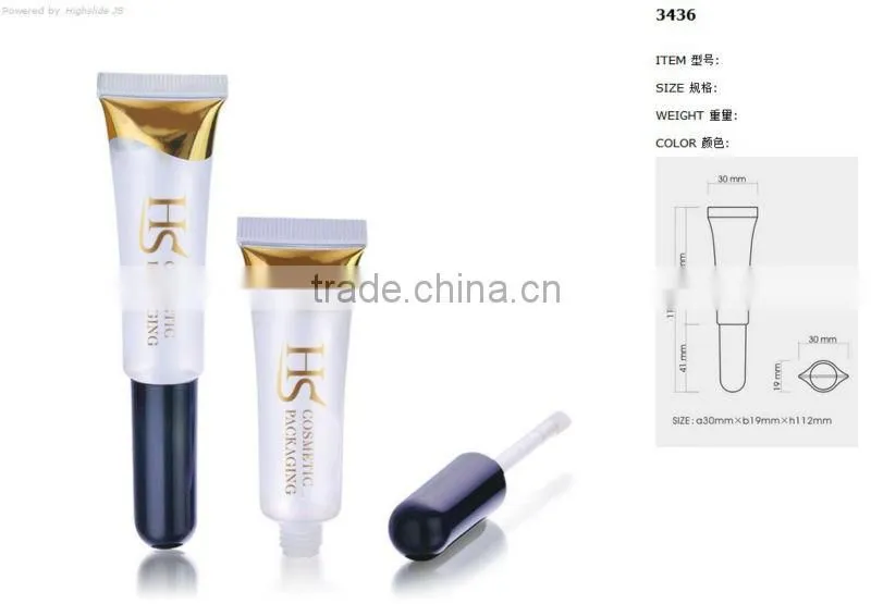 OEM clear empty cosmetic soft tube lip gloss with applicator