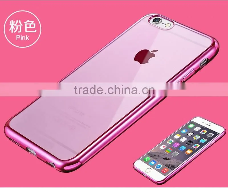 Wholesale hot selling mobile phone cover for iphone 6,electroplated transparent TPU mobile Phone cover For iphone 6