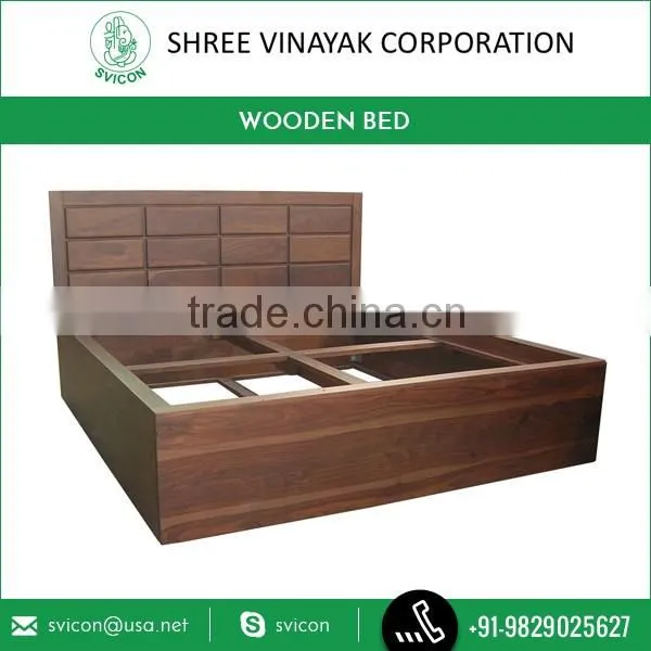 Brown Wooden Frame Latest Design Double Bed by Top Selling Brand Company