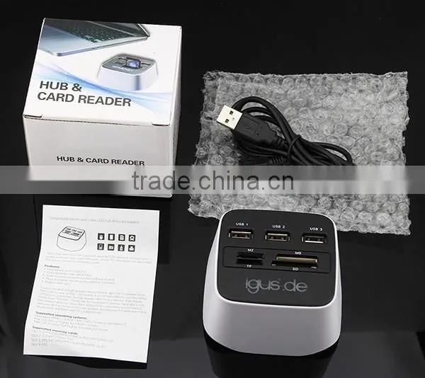 hottest selling usb hub combo card reader with led lighting logo