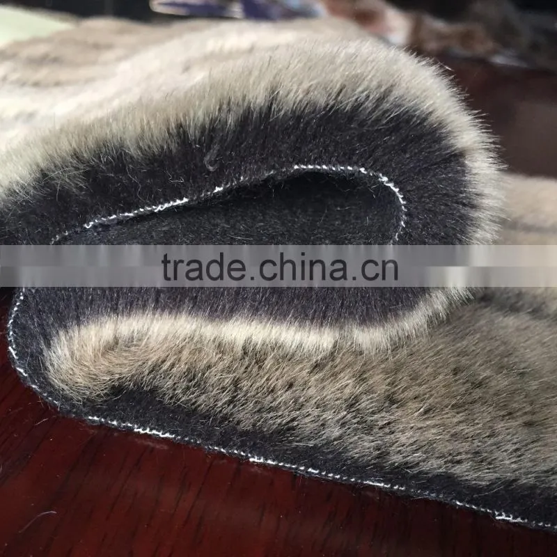 brown stripe pattern fake fur long pile fabric