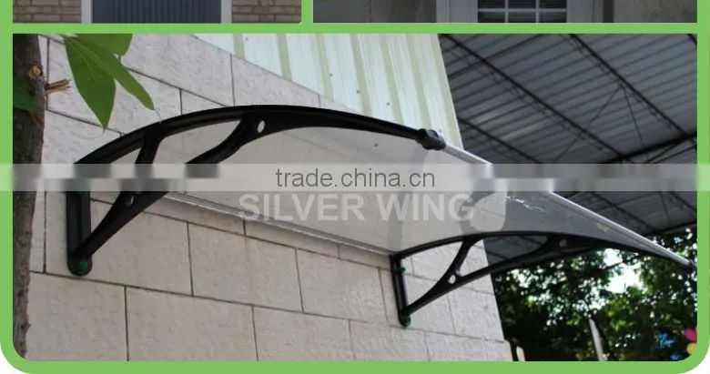 Wind resistant polycarbonate commercial awning wtih aluminum awning brackets arm for balcony