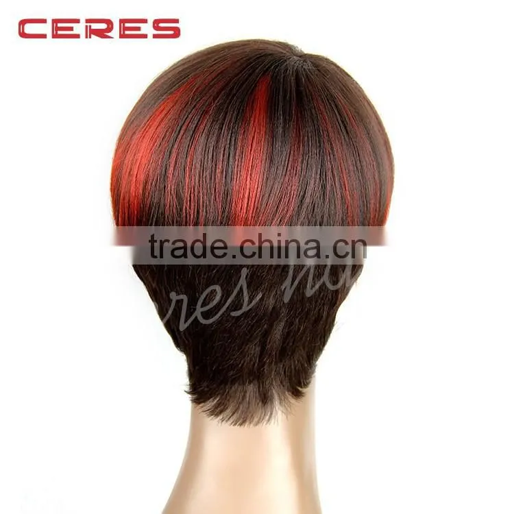 premium Japanese synthetic wig fire hair two tone red ombre wig synthetic lace front wig