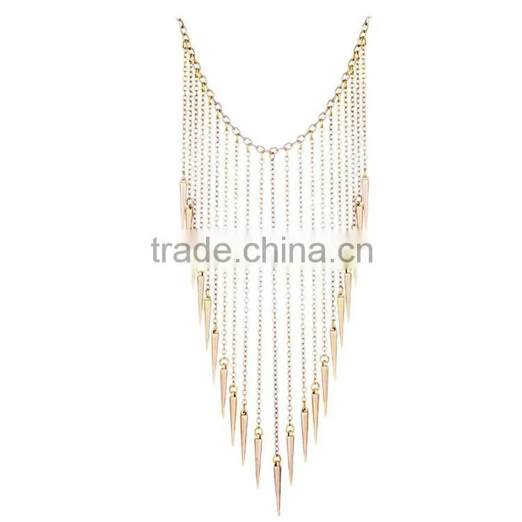 gold silver bullet tassel women accessories necklace
