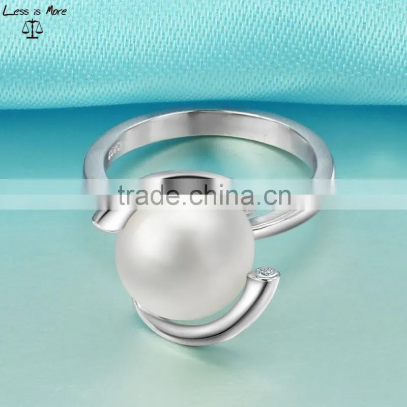925 silver pearl jewelry ring rhodim plated