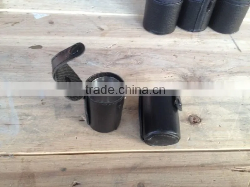 Stainless steel cup with leather wrapped and logo 4pcs in leather bag