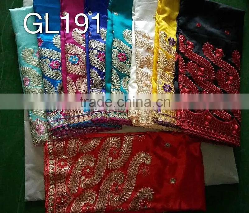 African embroidery raw silk george fabric