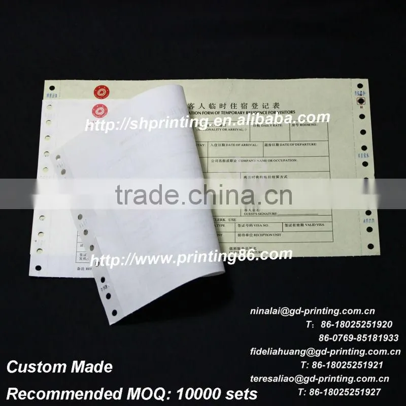 Realiable continuous carbonless business forms printing
