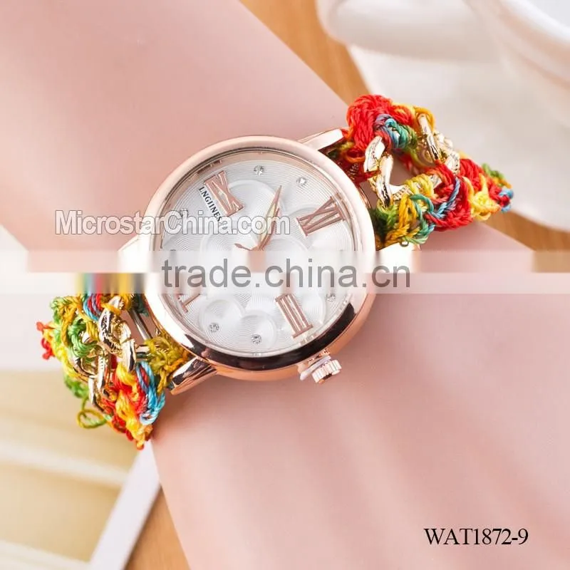 New Classic Geneva Ethnic Braided Analog Quartz Chain roman numerals lady watch