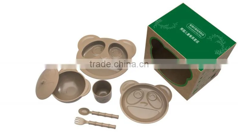 organic material custom design panda shape kids tableware set