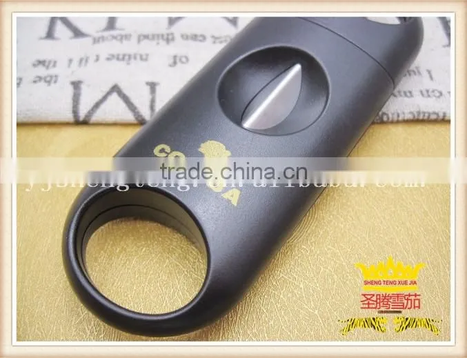 Black plastic cigar scissors, cigar cutter