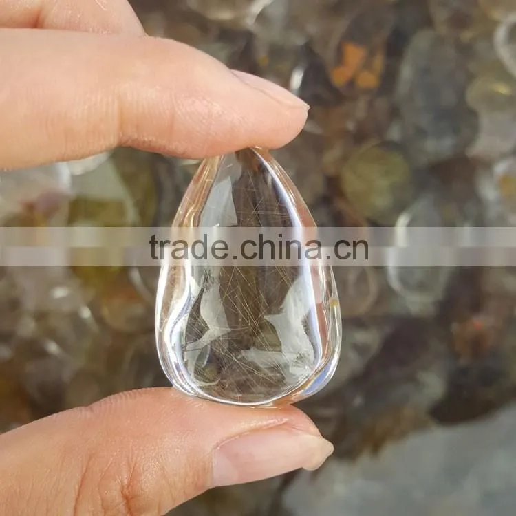 Rutilated White Crystal Quartz Stone Pendants Gems