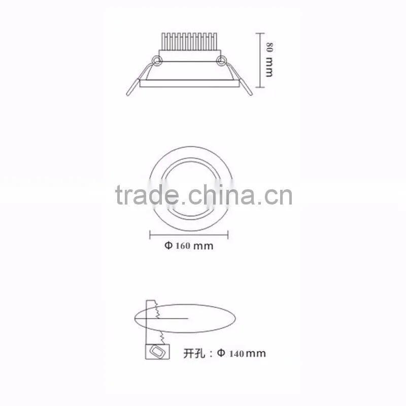Cob Ac85-265V 20w roundcob led downlight/ceiling led lamp