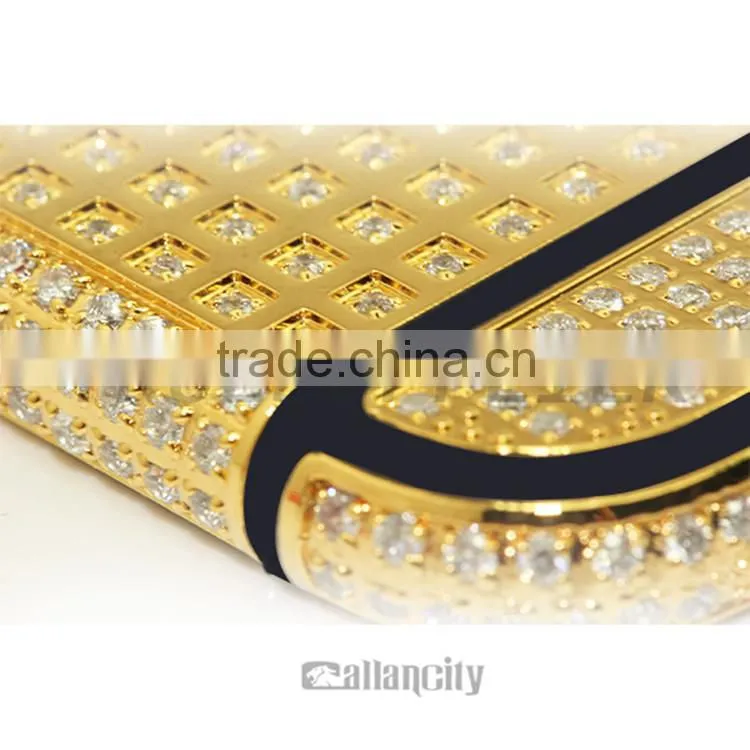 Luxury golden for iphone 6 full diamond housing with 24k gold plated