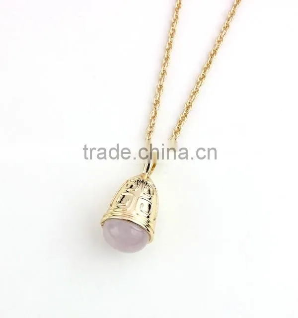 Wholesale African Beads Necklaces Design Small Bell Three Color Clean Nature Stone Jewelry Pendant Necklaces For Women