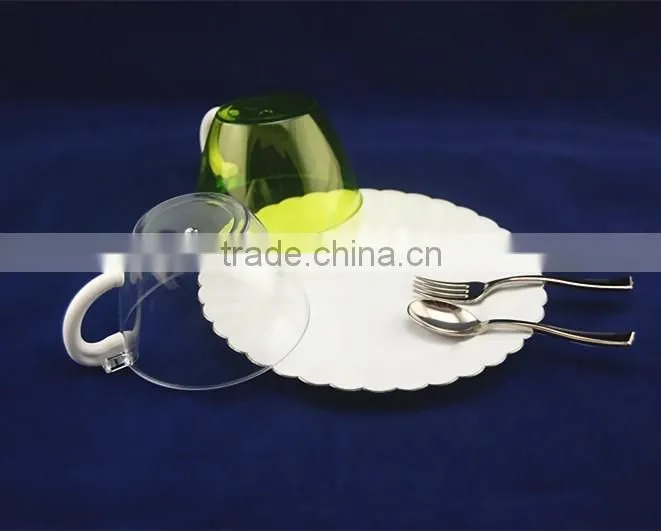 Disposable PS silver coated coffee cup with handle