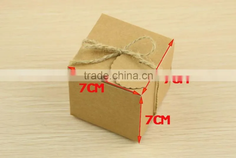 Square Kraft Paper Candy Boxes Wholesale Wedding Favor Boxes With gift tag
