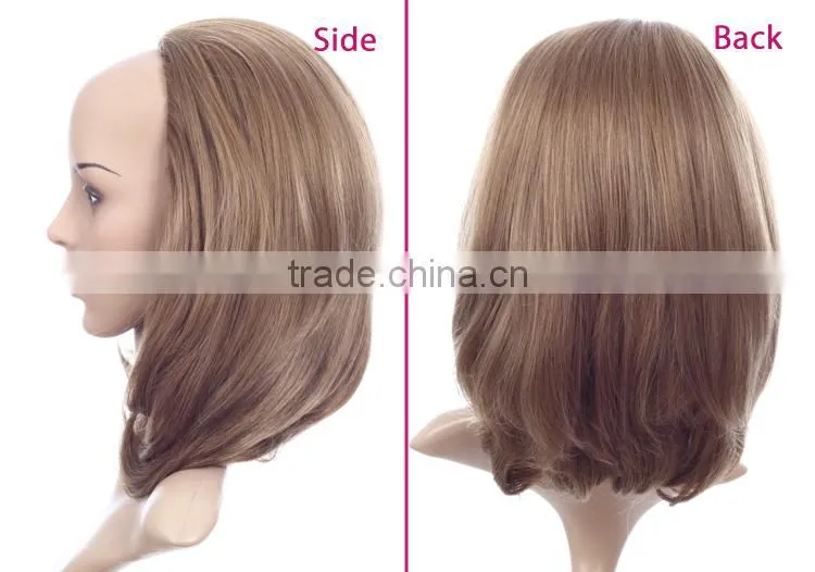 Fast shipping wholesale cheap synthetic half blonde kinky curly u part wig