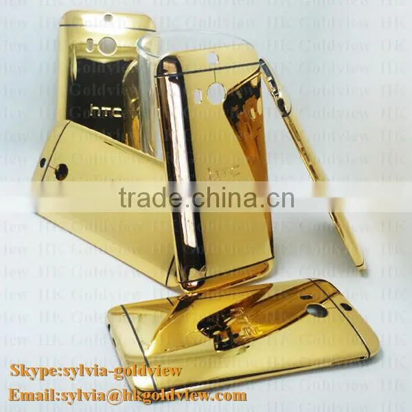 High quality for HTC M8 back cover gold in good price, 24k 24ct gold housing for HTC M8