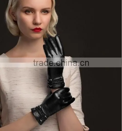 Fashionable Leather Gloves For Women Classic Black Leather Gloves For Women