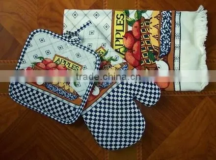 3 pcs pigment print cotton kitchen set