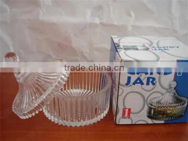 high quality fashion glass candy jar with color gift box packing wholesale