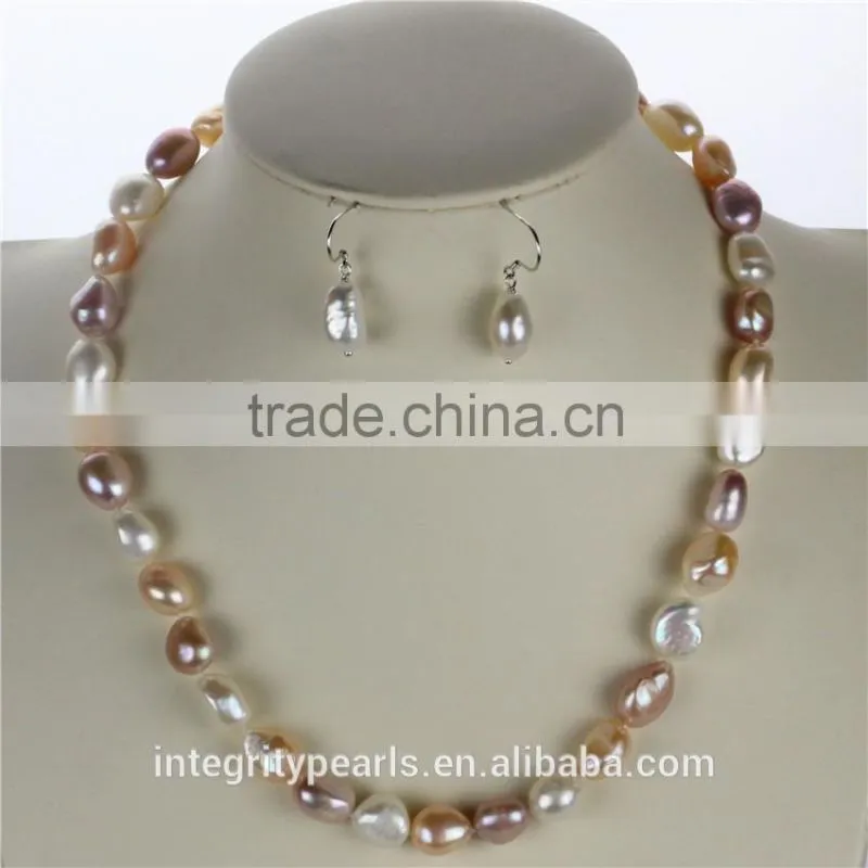 AAA 10mm mixed color freshwater big baroque pearl set