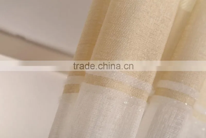 elegant strip new design sheer curtain panel woven with silver metallic yarn