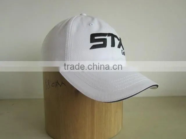 White Cotton Golf Caps Flat Embroidery Golf Cap Wholesale