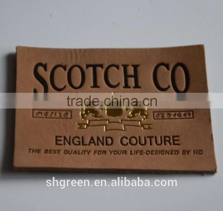 Vogue jeans true leather patch with shiny gold logo