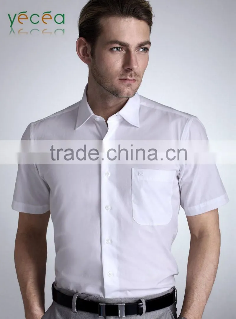 2016 Summer soft short sleeves polyester/cotton button brief Office Shirt for mature men wholesale logo pringting