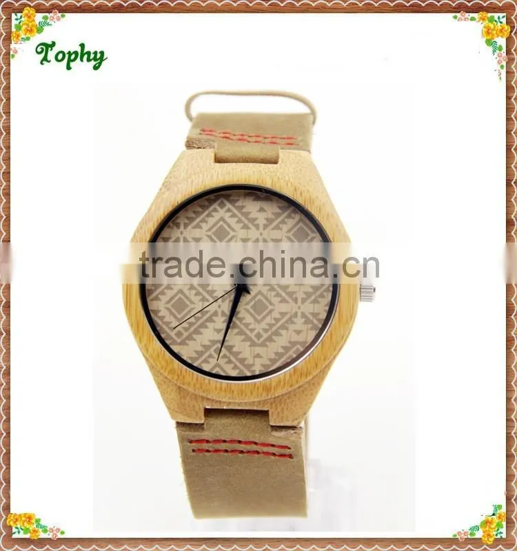 Brown genuine leather wooden watch wholeasale cheap price