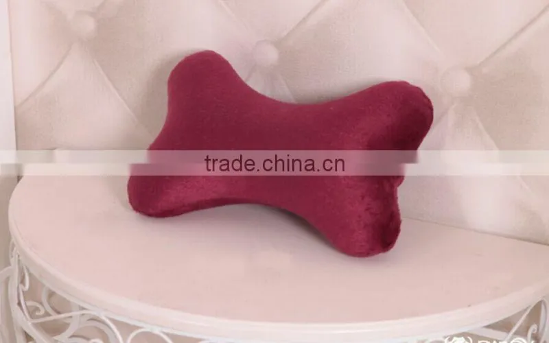 Bone shape memory foam car neck pillow, 100%polyester velvet cover