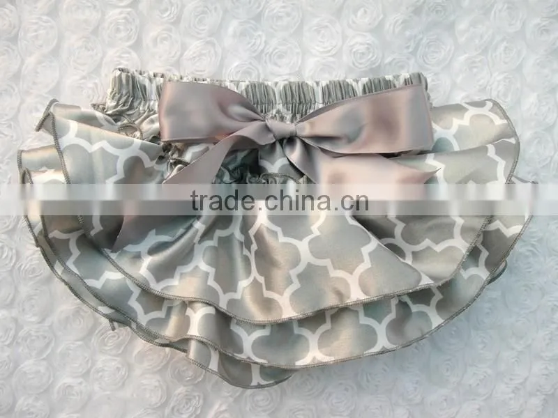 Boutique newborn toddlers underwear baby lace bloomer satin ruffle pants diaper cover with bow