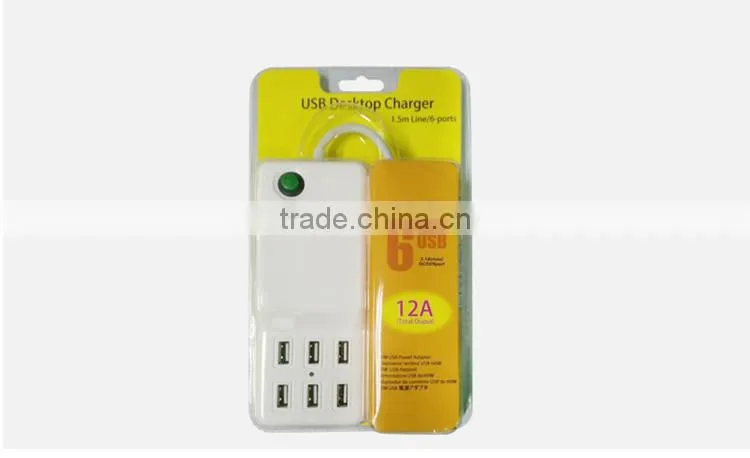 2016 mobile phone 6 ports usb desktop charger station socket