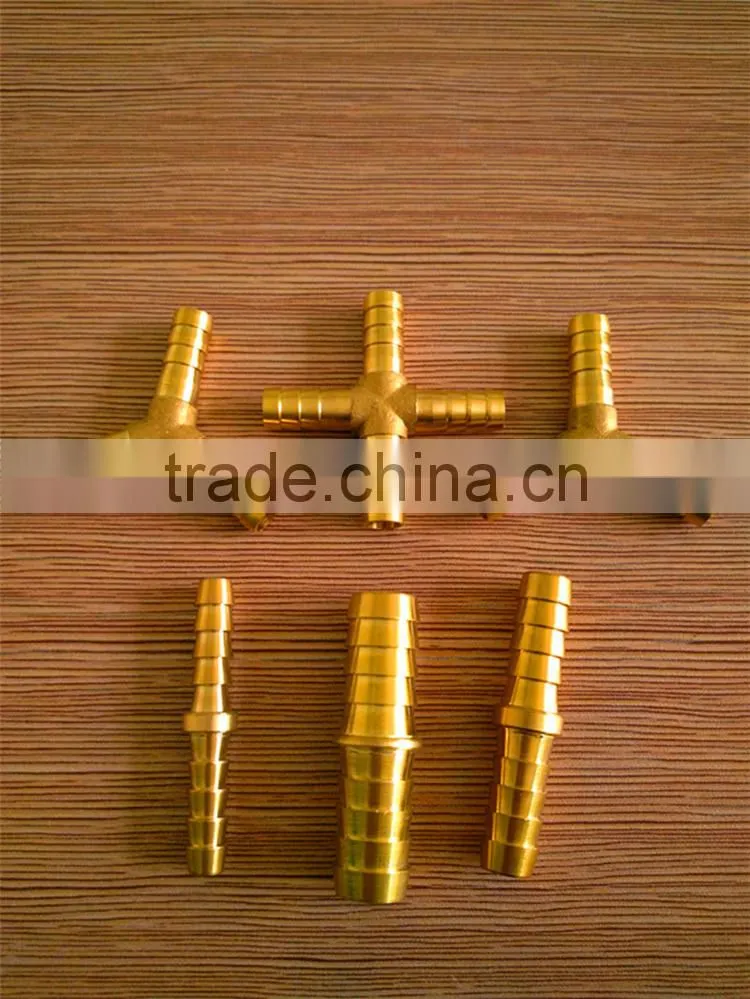 brass three-way y type hose barb fitting for water pipe