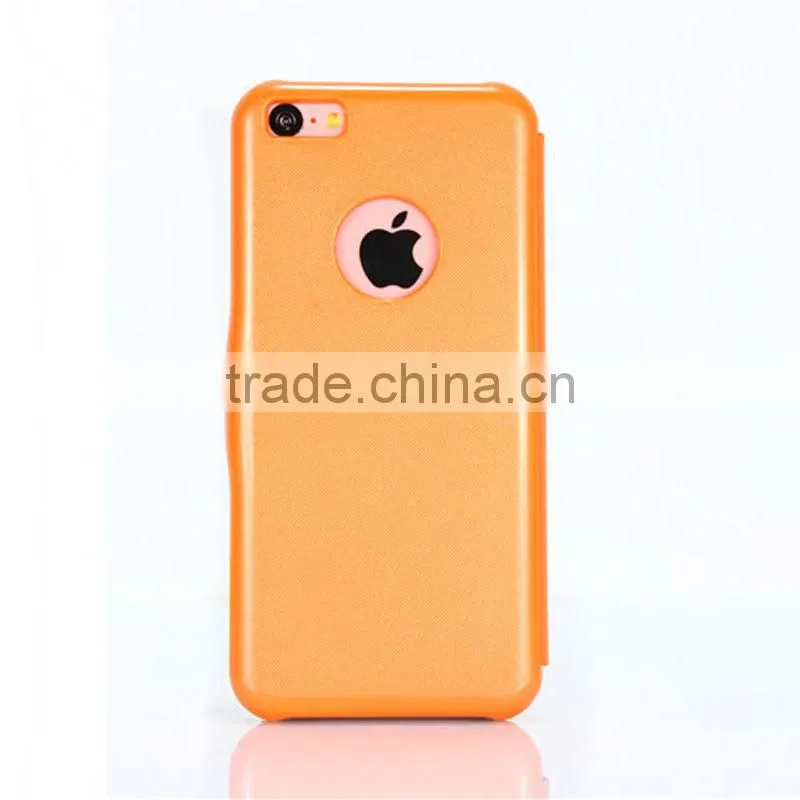 Fashion open ultrathin magnetic snap leather sheath for iphone5 5c 5s