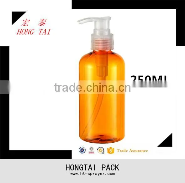 2016 amber borwn plastic bottle for shampoo