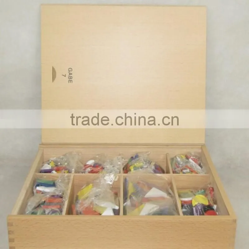 Wooden educational toy Froebel Gabe 7 Colorful Geometric Shapes Blocks combination