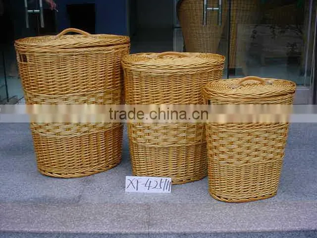 2016 wholesale cheap willow trash can baskets with with handle