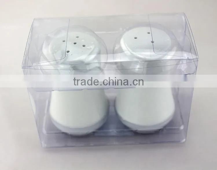 Customized logo wholesale white ceramic cruet pots, salt and pepper shaker set