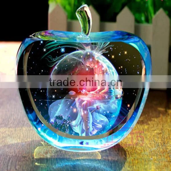 Antique crystal gift 3d laser crystal apple