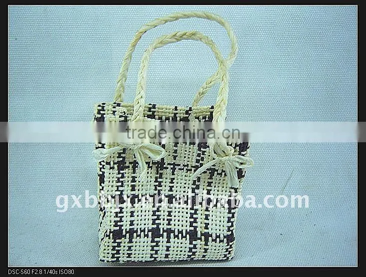 Grey cotton&paper rope rectangle small cotton cloth handbags