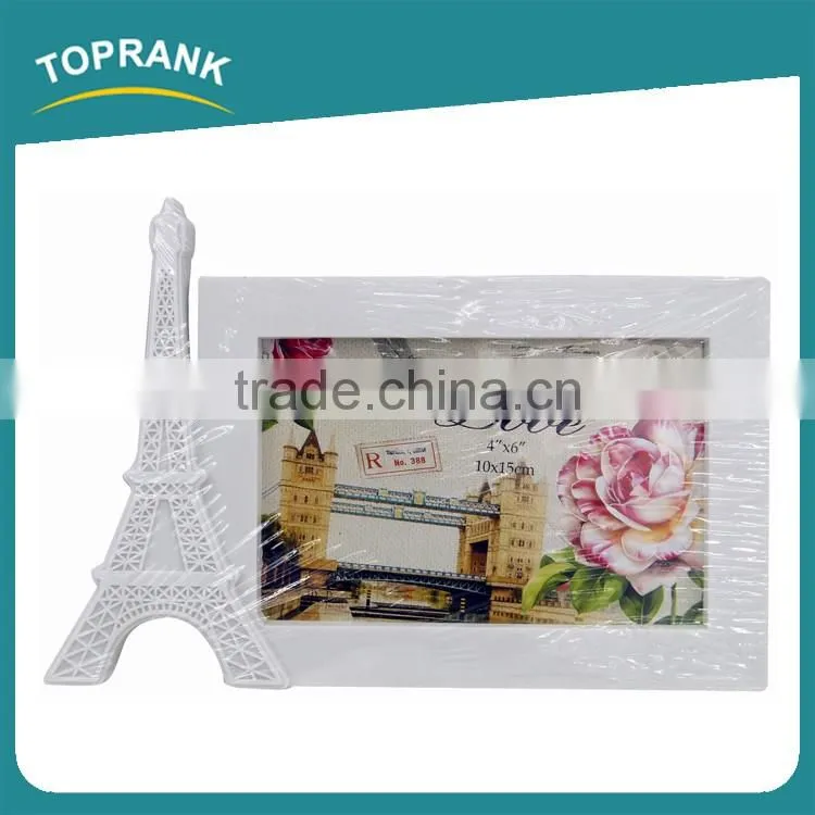 Toprank Factory Supply Cheap Home Decoration Eiffel Tower plastic 4x6 Picture Photo Frame Cute Paper Photo Frame