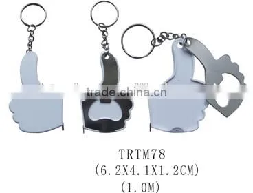 Multifuncional thumb shape bottle opener with tape measure