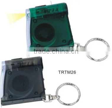 Mini plastic tape measure key chain with LED light