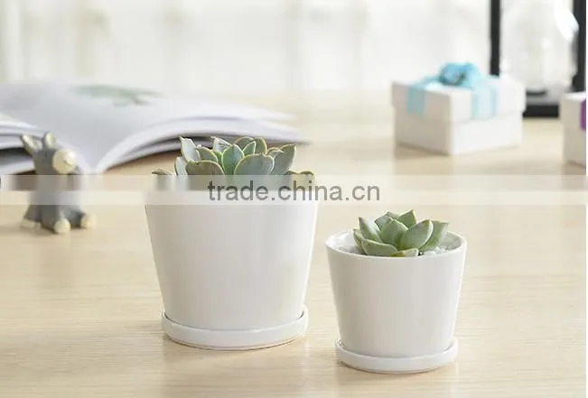 Indoor mini ceramic decor white plant pot